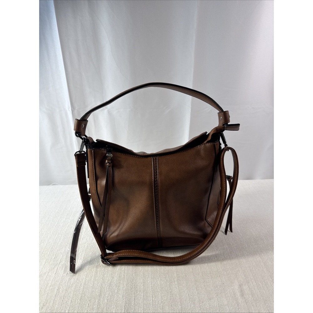 New Realer brown faux leather hobo shoulder bag in brown